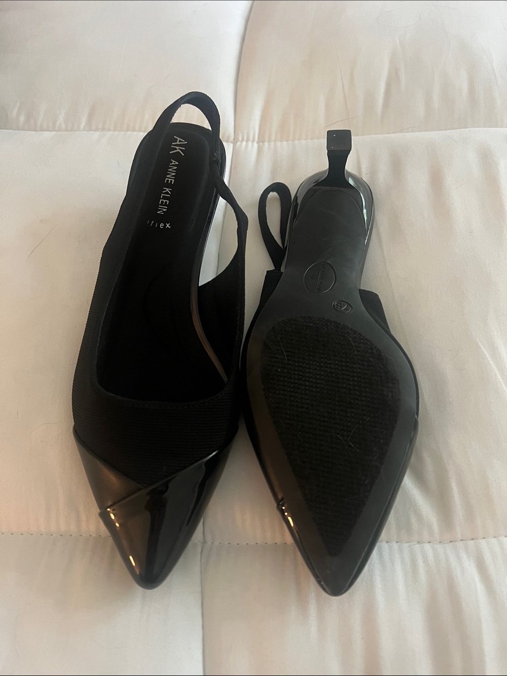 Anne Klein Black Pointed-Toe Slingback Pumps